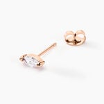 Boucles D'oreilles Puces Navette Argent Rose Oxyde De Zirconium - Puces Femme | Marc Orian