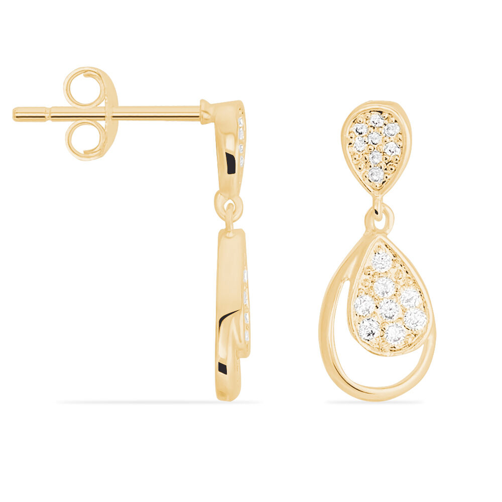 Boucles D'oreilles Pendantes Mahalya Plaqu&eacute; Or Oxyde De Zirconium - Pendantes Femme | Marc Orian