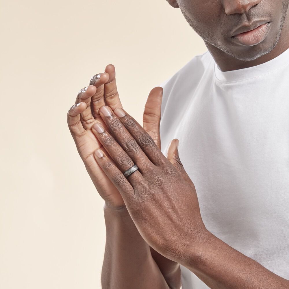 Bague Jourdan Homme Liorin Acier Bicolore Noir Et Blanc Tungstene - Bagues avec pierre Homme | Marc Orian