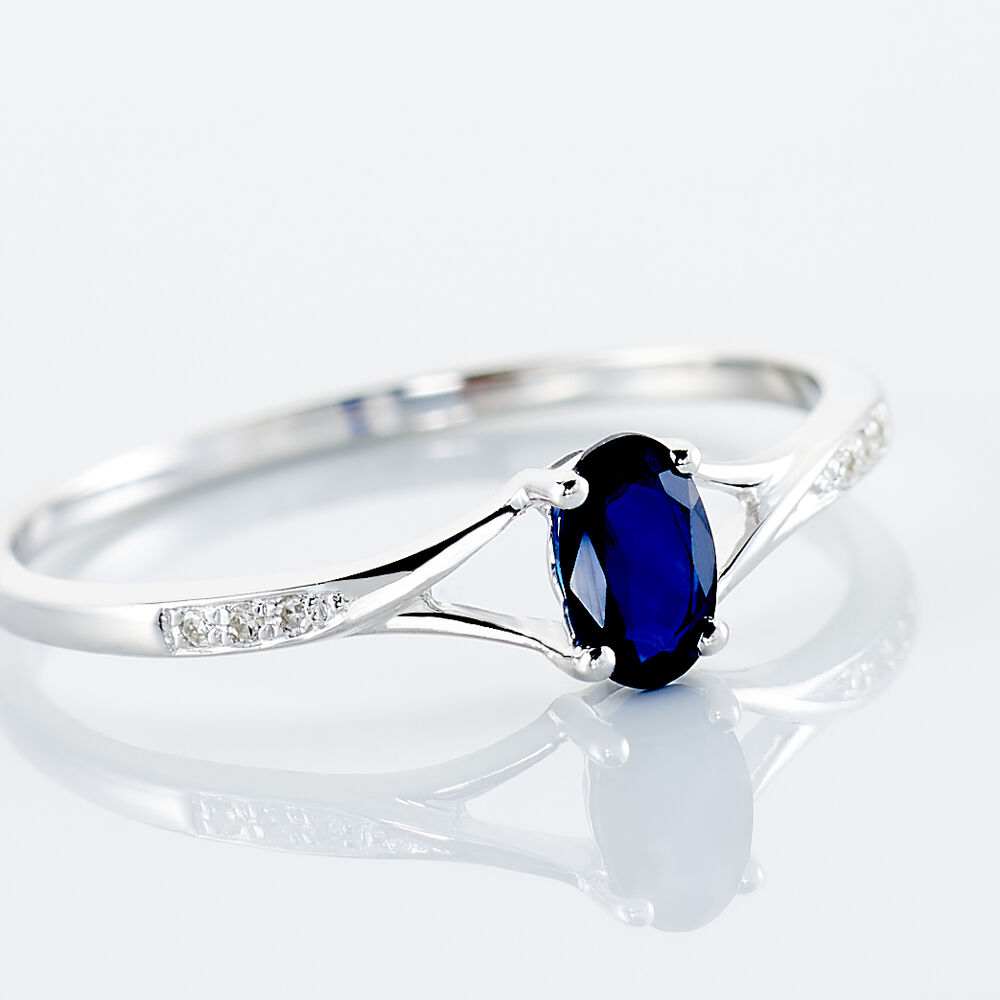 Bague Charmante Or Blanc Saphir Et Diamant - Solitaires Femme | Marc Orian