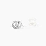 Boucles D'oreilles Puces Edmee Double Cercles Or Blanc Oxyde - Puces Femme | Marc Orian