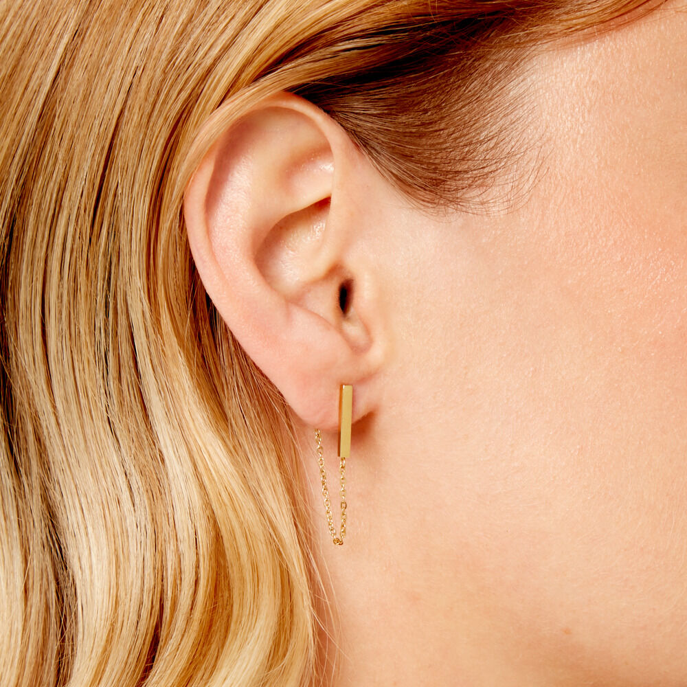 Boucles D'Oreilles Puces Fino Acier Jaune - Puces Femme | Marc Orian