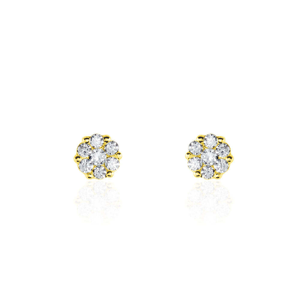 Boucles D'oreilles Puces Eleanor Fleur Or Jaune Oxyde De Zirconium - Puces Femme | Marc Orian