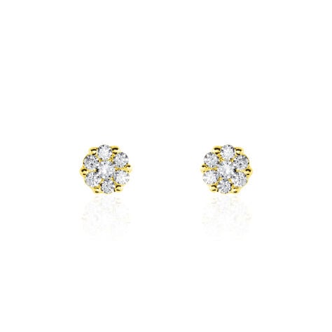 Boucles D'oreilles Puces Eleanor Fleur Or Jaune Oxyde De Zirconium - Puces Femme | Marc Orian