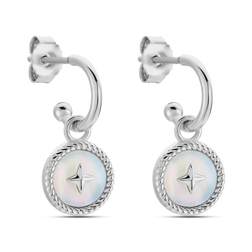 Cr&eacute;oles Izarra Argent Blanc Nacre - Boucles d'oreilles pampille Femme | Marc Orian