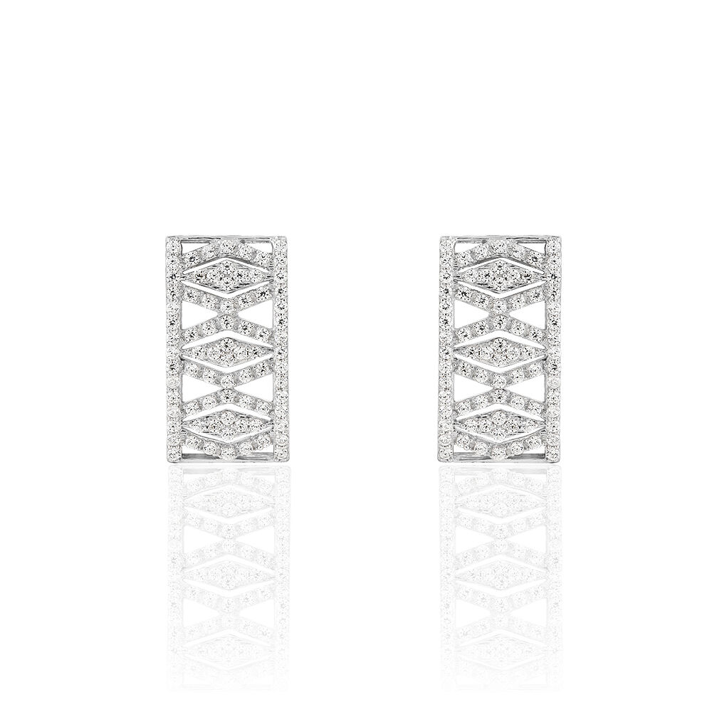 Boucles D'oreilles Puces Or Blanc Oxyde De Zirconium - Puces Femme | Marc Orian
