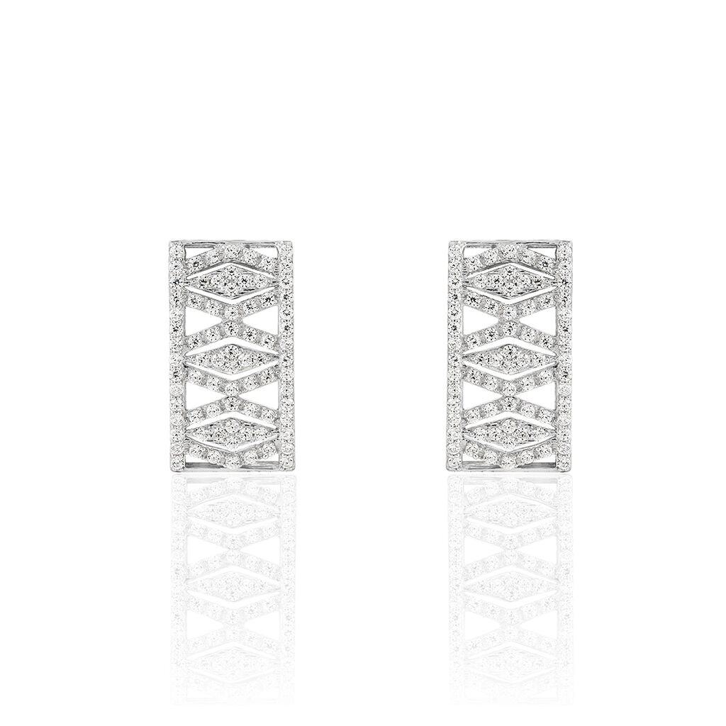 Boucles D'oreilles Puces Or Blanc Oxyde De Zirconium - Puces Femme | Marc Orian