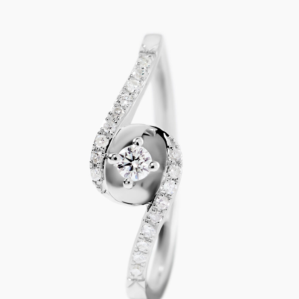 Bague Vrille Accompagnee Or Blanc Diamant - Parures de mariage Femme | Marc Orian