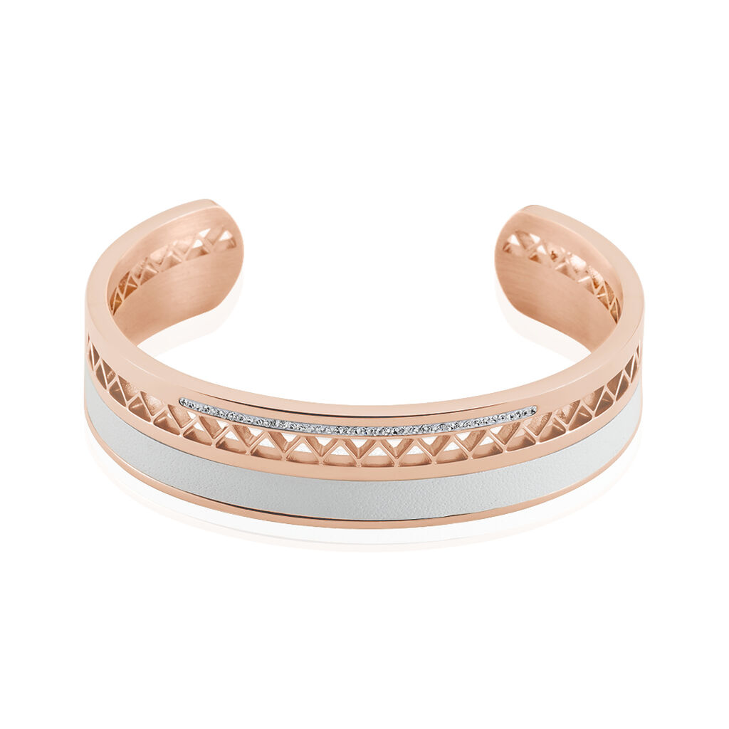 Bracelet Jonc Imagine Victoriano Acier Rose Strass - Bracelets cuir Femme | Marc Orian