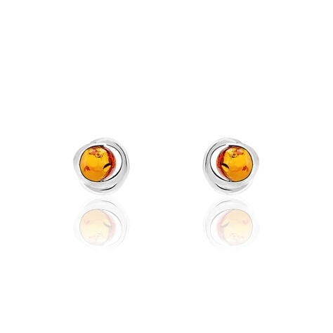 Boucles D'oreilles Argent Blanc Franjo Ambre - Pendantes Femme | Marc Orian