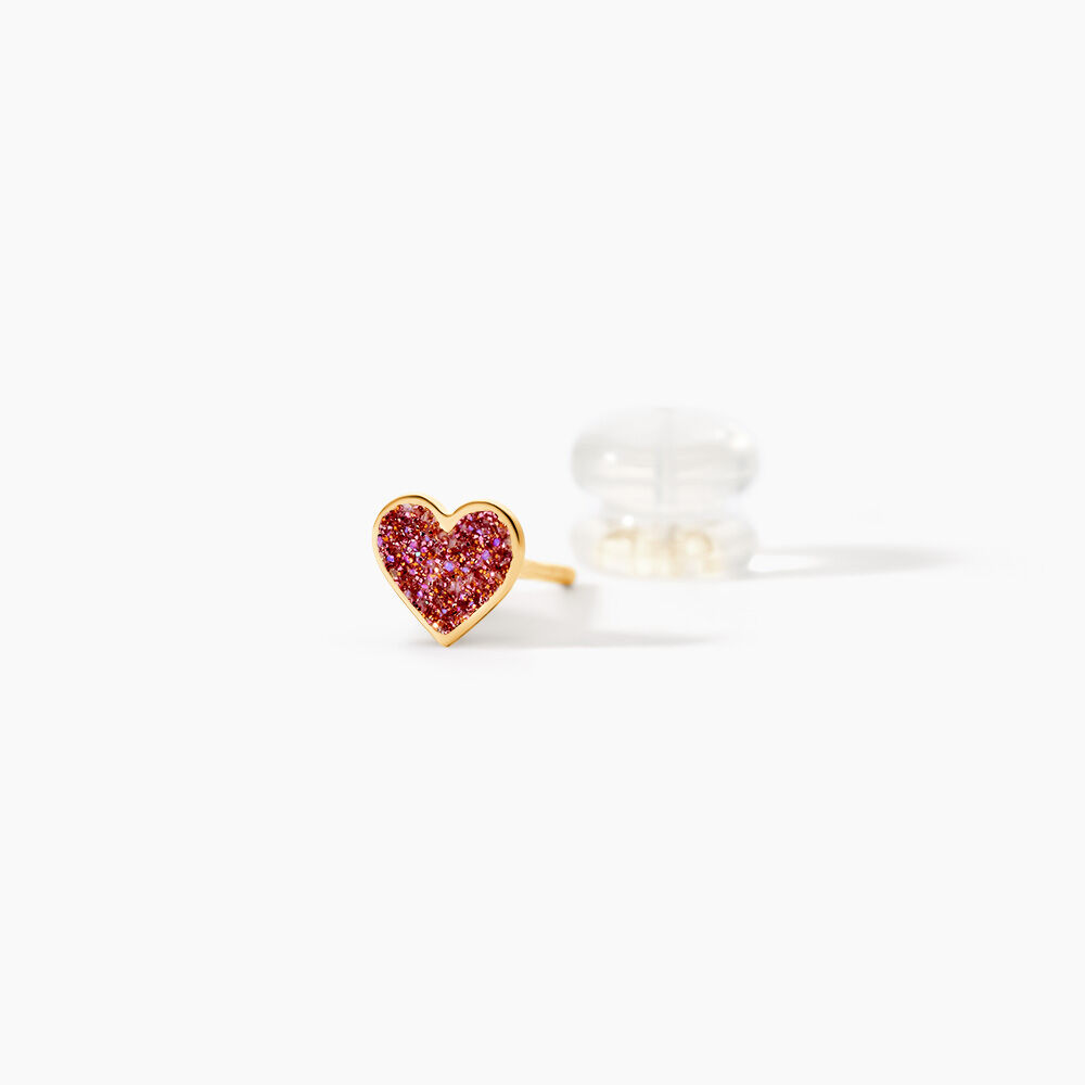 Boucles D'oreilles Puces Soraya Coeur Or Jaune - Puces Enfant | Marc Orian