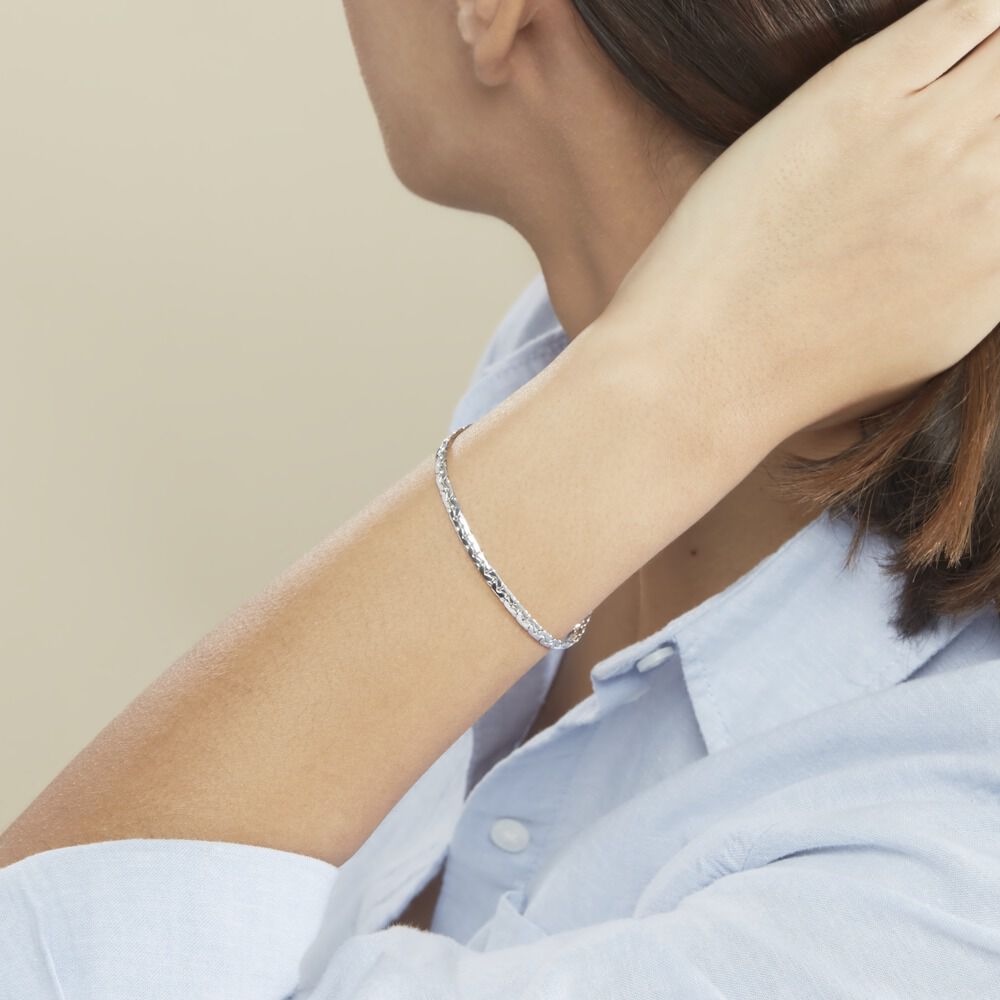 Bracelet Ivy Maille Haricot Or Blanc - Bracelets mailles Femme | Marc Orian