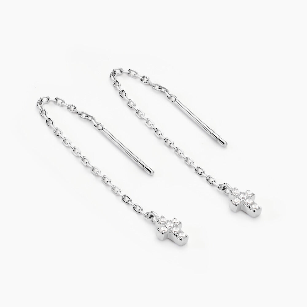 Boucles D'oreilles Pendantes Siem Argent Blanc Oxyde De Zirconium - Pendantes Femme | Marc Orian