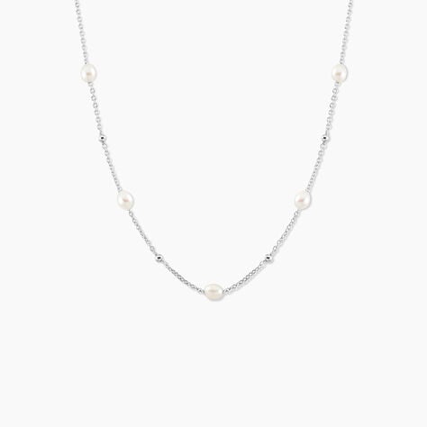 Collier Flawless Argent Blanc Perle De Culture - Colliers avec pierres Femme | Marc Orian