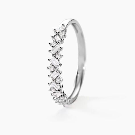 Alliance Vicentius Or Blanc Diamant Synthétique - Alliances avec pierres Femme | Marc Orian