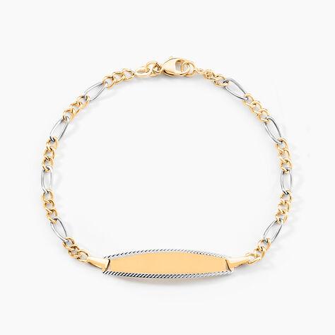 Bracelet Identit&eacute; Bartolomee Maille Alternee 1/3 Or Bicolore - Gourmettes Enfant | Marc Orian