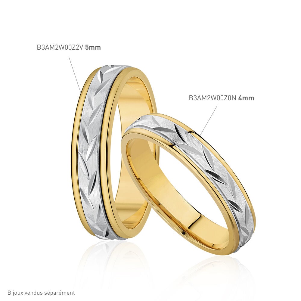 Alliance Effet Epi Mat Ruban Plat Or Bicolore - Alliances duo Unisex | Marc Orian