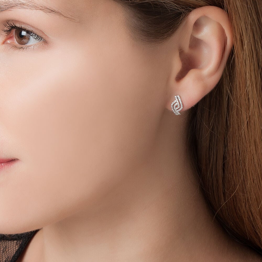Boucles D'oreilles Puces Barbera Or Blanc Oxyde De Zirconium - Puces Femme | Marc Orian