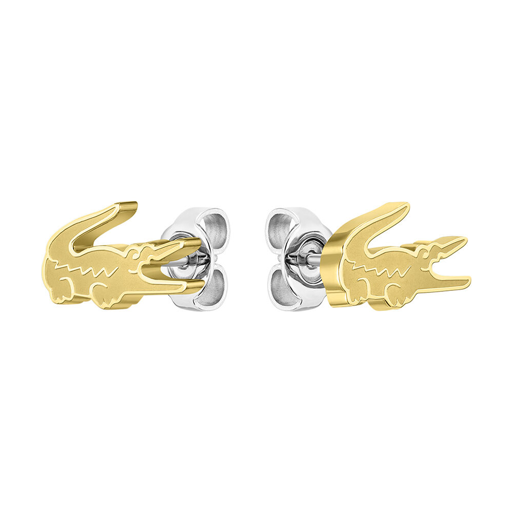 Boucles D'oreilles Puces Lacoste Crocodile Acier Jaune - Bijoux Famille | Marc Orian