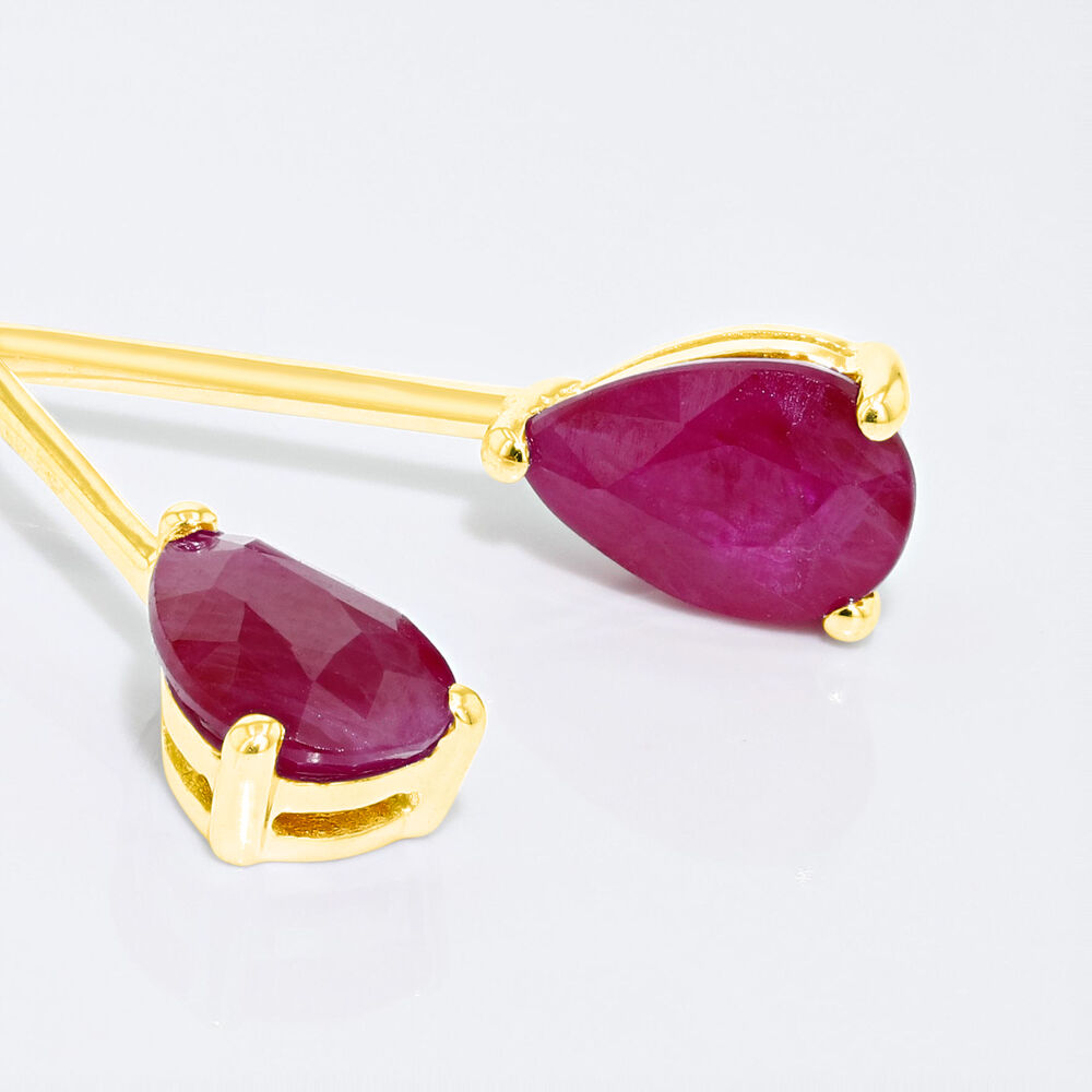 Boucles D'oreilles Pendantes Goutte Or Jaune Rubis - Pendantes Femme | Marc Orian