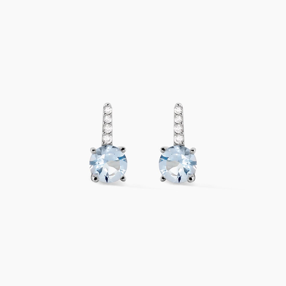 Bijoux D'oreilles Monroe Or Blanc Topaze Oxyde De Zirconium - Puces Femme | Marc Orian