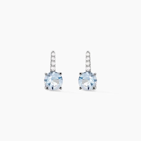 Bijoux D'oreilles Monroe Or Blanc Topaze Oxyde De Zirconium - Puces Femme | Marc Orian