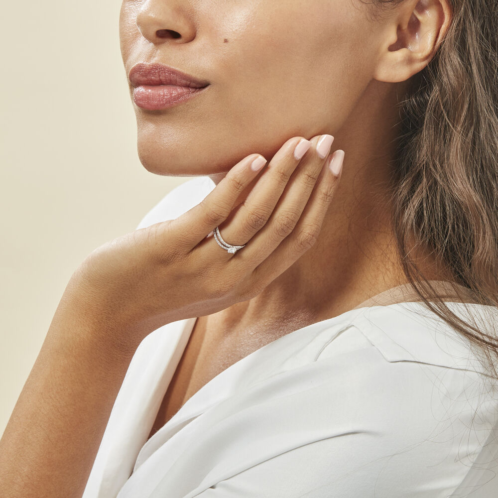 Bague Vrille Double Or Blanc Oxyde De Zirconium - Solitaires Femme | Marc Orian