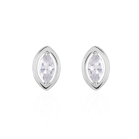 Boucles D'oreilles Puces Arone Argent Blanc Oxyde De Zirconium - Pendantes Femme | Marc Orian