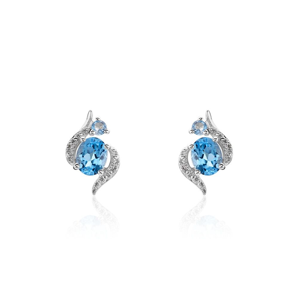 Boucles D'oreilles Puces Sunset Or Blanc Topaze Oxyde - Puces Femme | Marc Orian