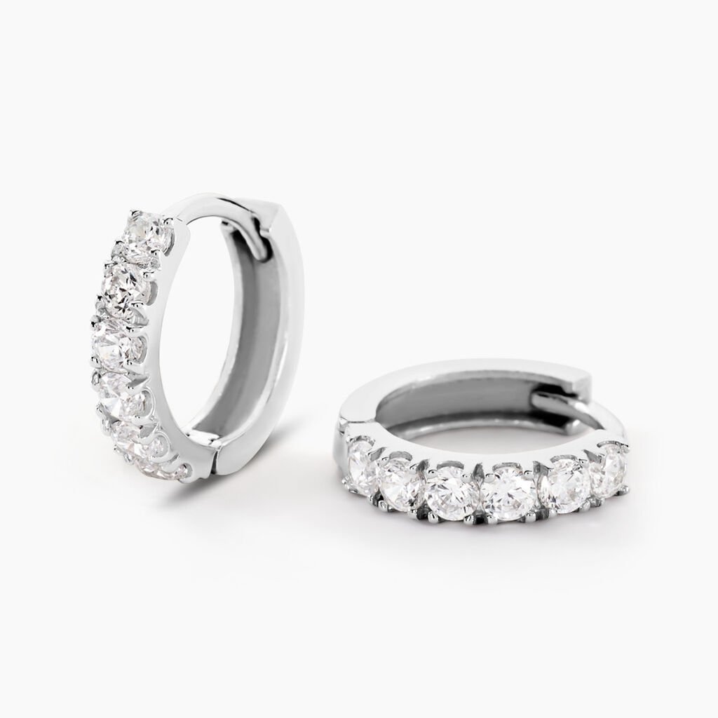 Cr&eacute;oles Andgelina Rondes Or Blanc Oxyde De Zirconium - Cr&eacute;oles Femme | Marc Orian