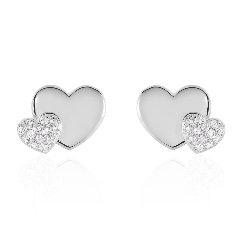 Boucles D'oreilles Puces Flamen Argent Blanc Oxyde De Zirconium - Puces Femme | Marc Orian