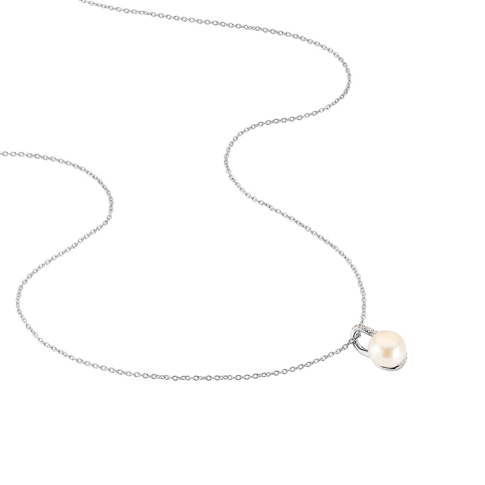 Collier Sasha Argent Blanc Perle De Culture Et Oxyde De Zirconium - Colliers avec pierres Femme | Marc Orian