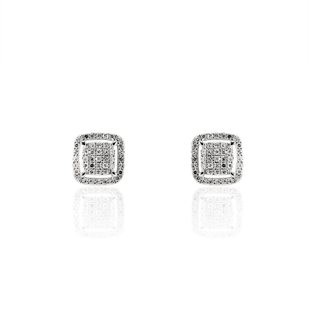 Boucles D'oreilles Puces Alessia Or Blanc Diamant - Puces Femme | Marc Orian