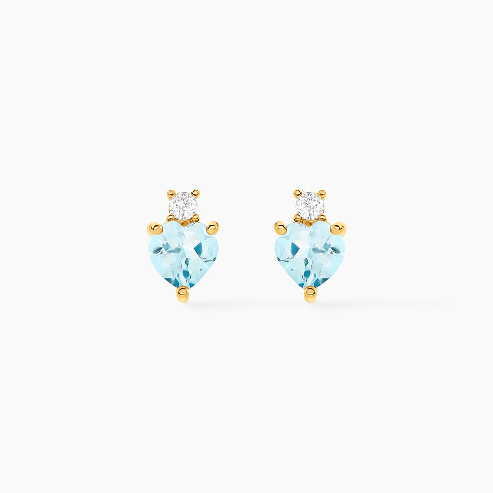 Boucles D'oreilles Puces Heart Or Jaune Topaze Oxyde De Zirconium - Puces Femme | Marc Orian