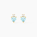 Boucles D'oreilles Puces Heart Or Jaune Topaze Oxyde De Zirconium - Puces Femme | Marc Orian
