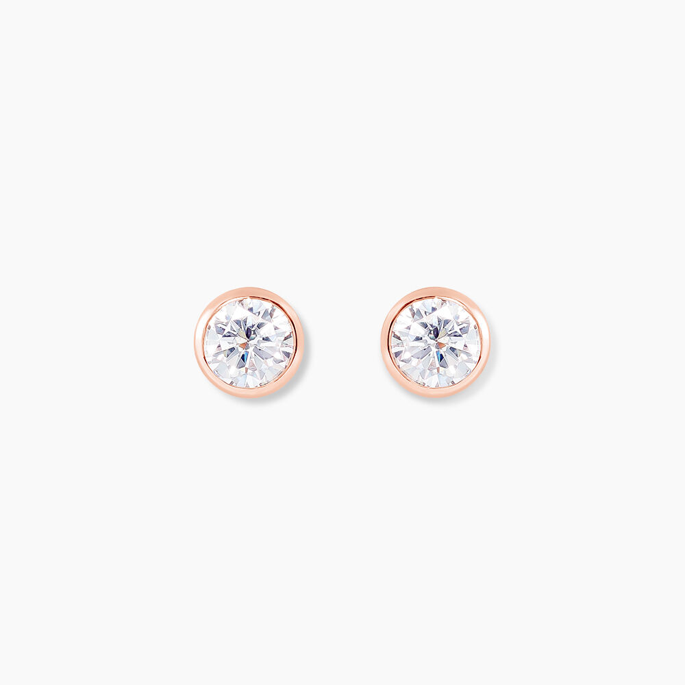 Boucles D'oreilles Puces Daria Serti Clos Or Rose Oxyde De Zirconium - Puces Femme | Marc Orian