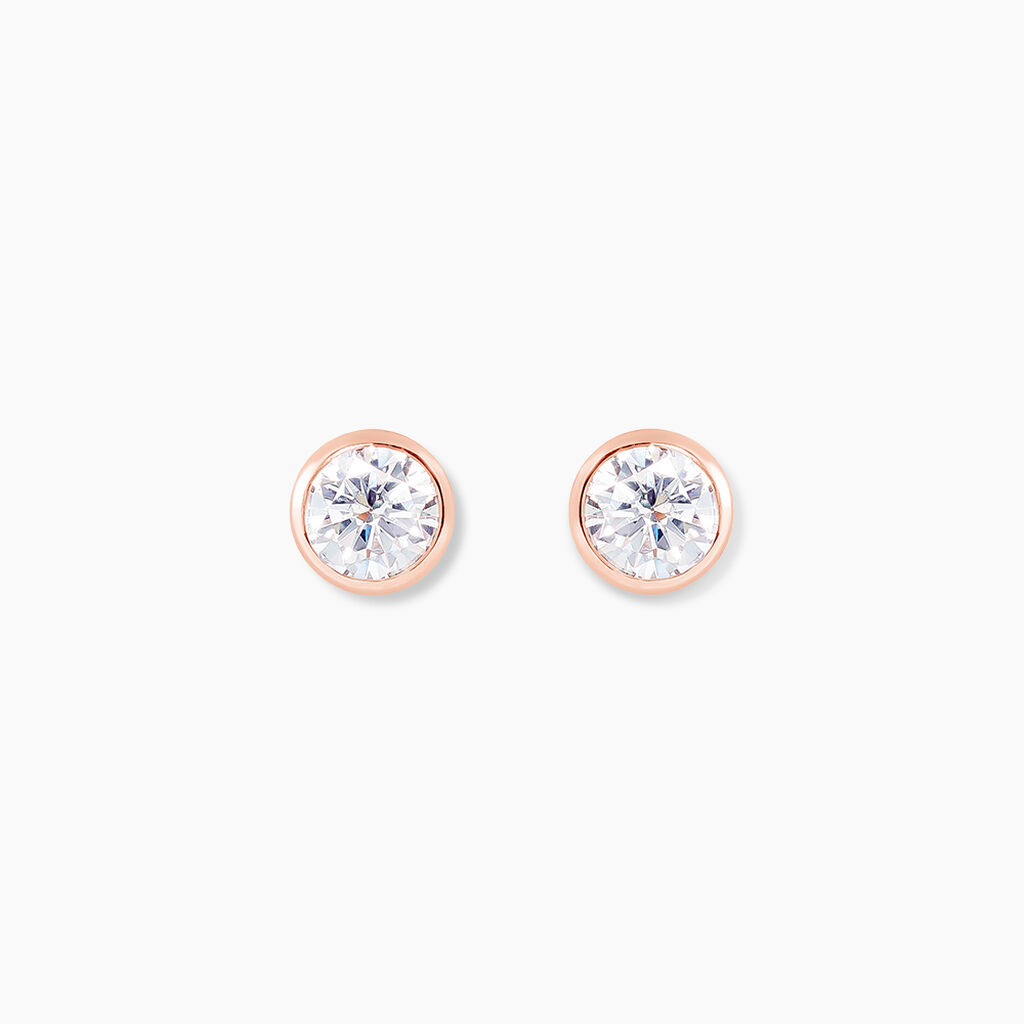 Boucles D'oreilles Puces Daria Serti Clos Or Rose Oxyde De Zirconium - Puces Femme | Marc Orian