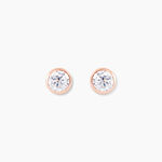 Boucles D'oreilles Puces Daria Serti Clos Or Rose Oxyde De Zirconium - Puces Femme | Marc Orian