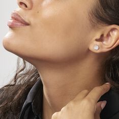Boucles D'oreilles Puces Kristin Or Blanc Diamant - Clous d'oreilles Femme | Marc Orian