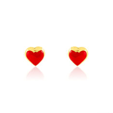 Boucles D'oreilles Puces Coralie Coeur Or Jaune - Clous d'oreilles Enfant | Marc Orian