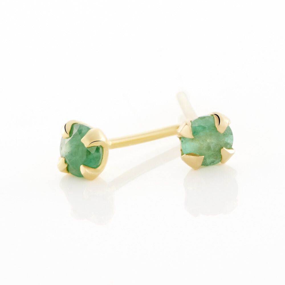 Boucles D'oreilles Puces Jardin Serti Griffe Or Jaune Emeraude - Puces Femme | Marc Orian