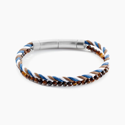 Bracelet Jourdan Renatus Acier Argenté Oeil De Tigre - Bijoux Homme | Marc Orian