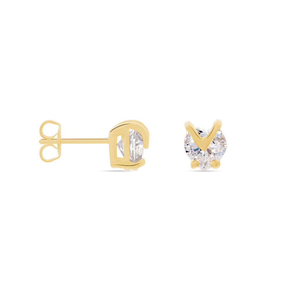 Boucles D'oreilles Puces Abelinia Plaqué Or Jaune Oxyde De Zirconium - Puces Femme | Marc Orian