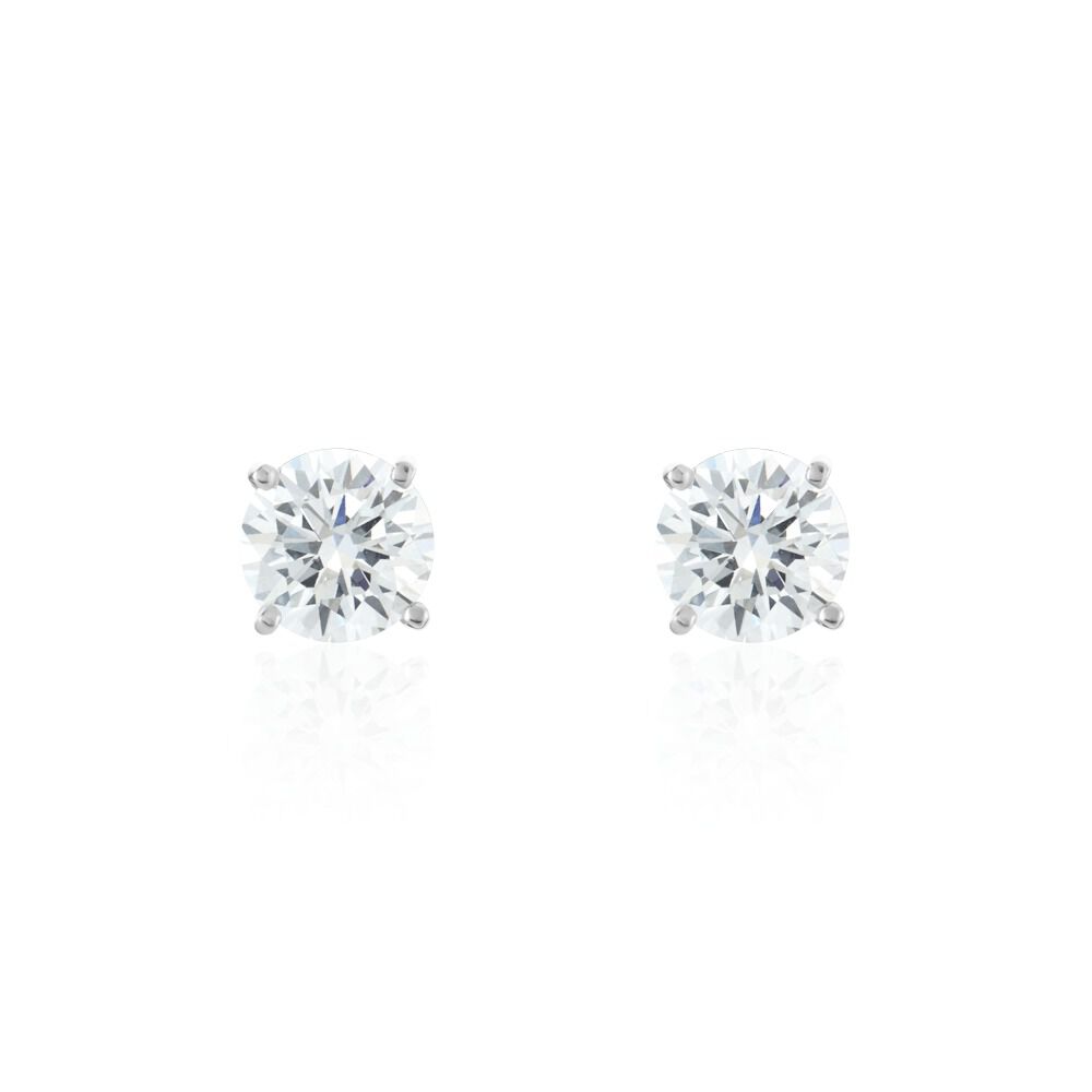 Boucles D'oreilles Puces Or Blanc Katherina Oxyde De Zirconium - Puces Femme | Marc Orian