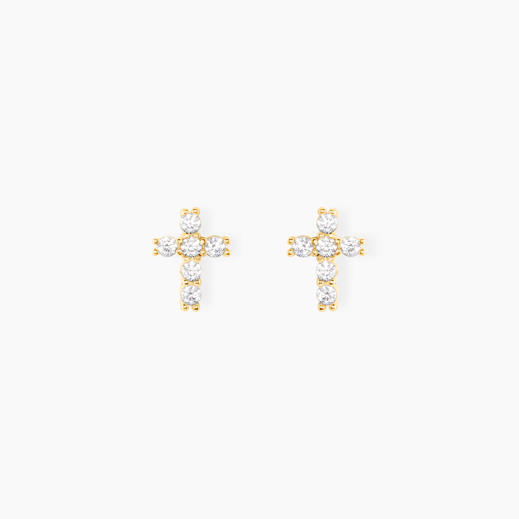 Boucles D'oreilles Puces Luna Or Jaune Oxyde De Zirconium - Puces Femme | Marc Orian