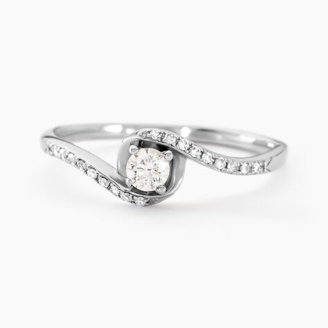 Bague Vrille Accompagnee Or Blanc Diamant - Parures de mariage Femme | Marc Orian