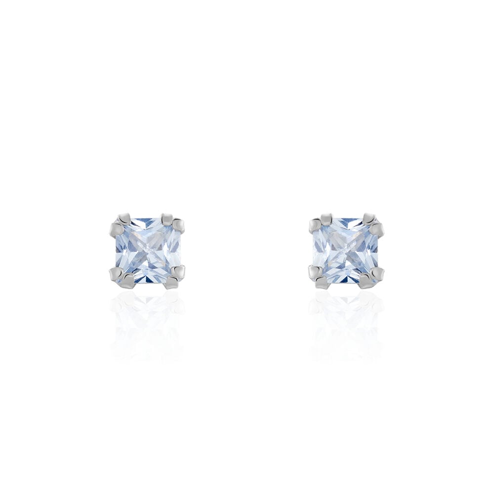 Boucles D'oreilles Puces Doreen Carre Or Blanc Oxyde De Zirconium - Puces Femme | Marc Orian