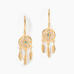 Boucles D'oreilles Plaqu&eacute; Or Jaune Attrape R&ecirc;ves Turquoises - Pendantes Femme | Marc Orian