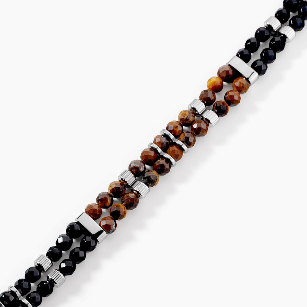 Bracelet Jourdan Acier Blanc Agate Oeil De Tigre - Bracelets cha&icirc;nes Homme | Marc Orian