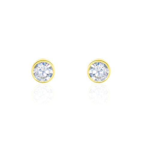 Boucles D'oreilles Puces Elda Serti Clos Or Jaune Oxyde De Zirconium - Puces Femme | Marc Orian